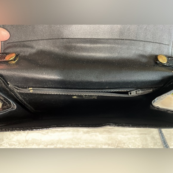 Cabrelli of Montreal vintage black patent leather embossed Crocodile pattern - Picture 3 of 4